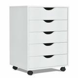 5 Drawer Chest Storage Dresser Floor Cabinet Organizer w/ Wheels