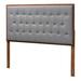 Harumi Classic and Traditional Grey Fabric and Walnut Brown Finished Wood Headboard