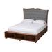 Irena Classic Transitional Grey Fabric and Walnut Brown Finished Wood Platform Storage Bed