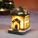 Christmas Village Houses with LED Light Resin Village Houses Lit Building Table Decoration for Christmas Holiday Party Dollhouse Decoration