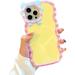 Cute Cartoon Case for iPhone 13 Pro for Women Girls Teens Fashion Design Color Case for iPhone 13 Pro Curly Frame Case Lovely Aesthetic Phone Case for iPhone 13 Pro Yellow