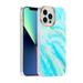 iPhone 14 Pro Max (6.7 2022) Cover Shockproof TPU Backplane Electroplated Frame Anti-drop Glitter Marble Painting Luxury Fashion Case for iPhone 14 Pro Max for Girls & Women Blue