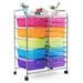 CodYinFI 15 Drawer Rolling Storage Cart Multipurpose Mobile Storage Organizer w/Removable Drawers & Metal Frame Utility Tools Paper Organizer on Wheels for Home Office (Rainbow)