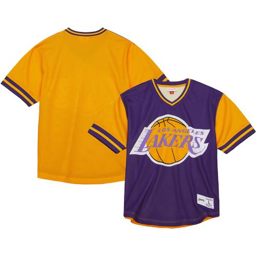 Lila Los Angeles Lakers Jumbotron 3.0 Mesh-T-Shirt mit V-Ausschnitt von Mitchell & Ness für Herren