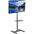 TV Floor Stand for 13 to 50 inch Flat Panel LED LCD Plasma Screens Portable Display Height Adjustable Mount with Storage Shelf Black STAND-TV07-S