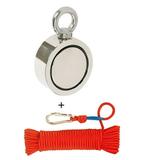 Double Sided Fishing Magnet Kit Upto 3800 Lbs Force Rope Carabiner Threadlocker