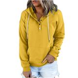 FAIWAD Plus Size Hoodies for Women Long Sleeve Drawstring Sweatshirt Lightweight Button Loose Pullover Top