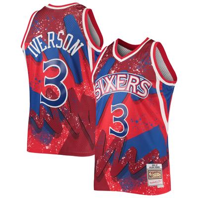 Mitchell & Ness Allen Iverson Red Philadelphia 76ers Hardwood Classics 1996/97 Hyper Hoops Swingman-Trikot für Herren Image