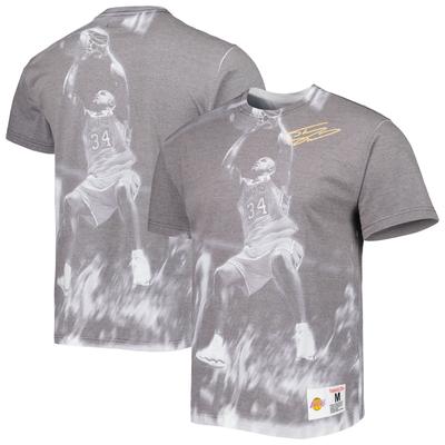 Herren Mitchell & Ness Shaquille O'Neal Heather Gray Los Angeles Lakers Above The Rim T-Shirt Image