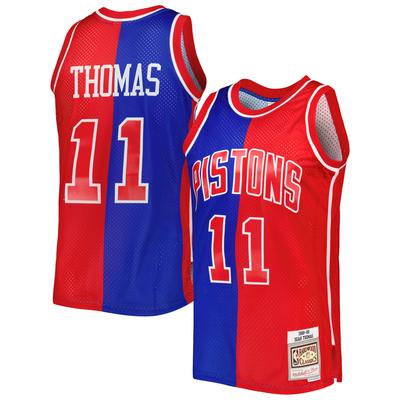 Herren Mitchell & Ness Isiah Thomas Blau/Rot Detroit Pistons Hardwood Classics 1988/89 Split Swingman Trikot Image