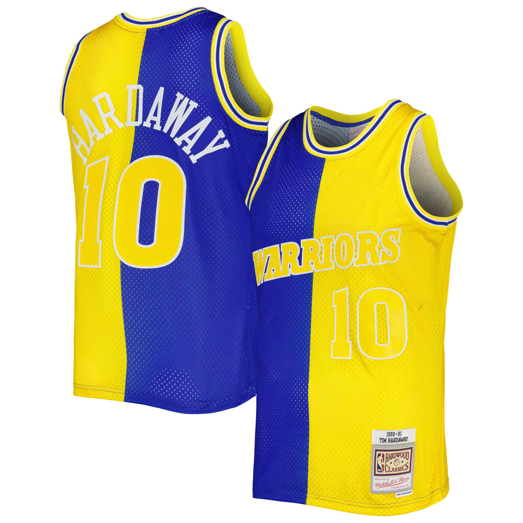 Mitchell & Ness Tim Hardaway Royal/Gold Golden State Warriors Hardwood Classics 1990/91 Split Swingman-Trikot für Herren Image