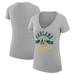 Women's G-III 4Her by Carl Banks Heather Gray Oakland Athletics City Graphic V-Neck Fitted T-Shirt