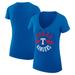 Women's G-III 4Her by Carl Banks Royal Texas Rangers City Graphic V-Neck Fitted T-Shirt