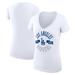 Women's G-III 4Her by Carl Banks White Los Angeles Dodgers City Graphic V-Neck Fitted T-Shirt