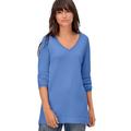 Plus Size Women's V-Neck Sweater Tunic by ellos in Dream Blue (Size 14/16)