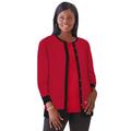 Plus Size Women's Fine Gauge Cardigan by Jessica London in Classic Red Black (Size 22/24) Sweater