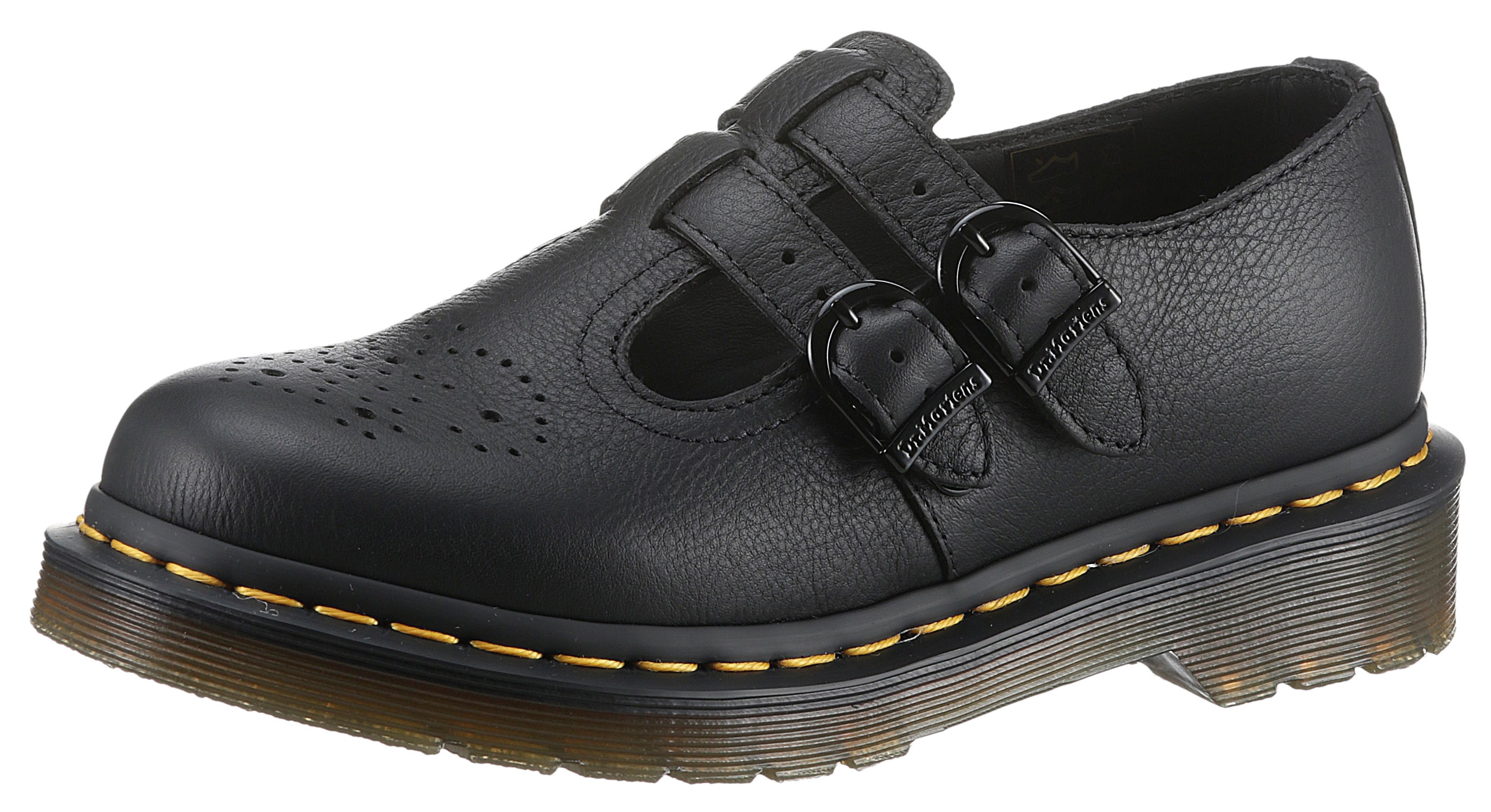 Slipper DR. MARTENS "8065 Mary Jane", Damen, Gr. 39, schwarz, Leder, unifarben, Schuhe Slipper, Spangenschuh, Halbschuh, Chunky Slipper mit verstellbaren Schnallen