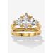 Women's 2 Tcw Marquise Cubic Zirconia 14K Yellow Gold-Plated Bridal Ring Set by PalmBeach Jewelry in Gold (Size 9)