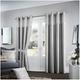 GC GAVENO CAVAILIA Ring Top Diamante Light Reducing Eyelet Curtain, Luxurious Shiny Thermal Insulated Door Curtains, Silver, 90x90 Cm