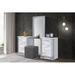 Everly Quinn Theadore Vanity Wood in Brown/White | 68.9 H x 72 W x 17 D in | Wayfair 0893CED51E7D485EBEFA4B1E02387A9E