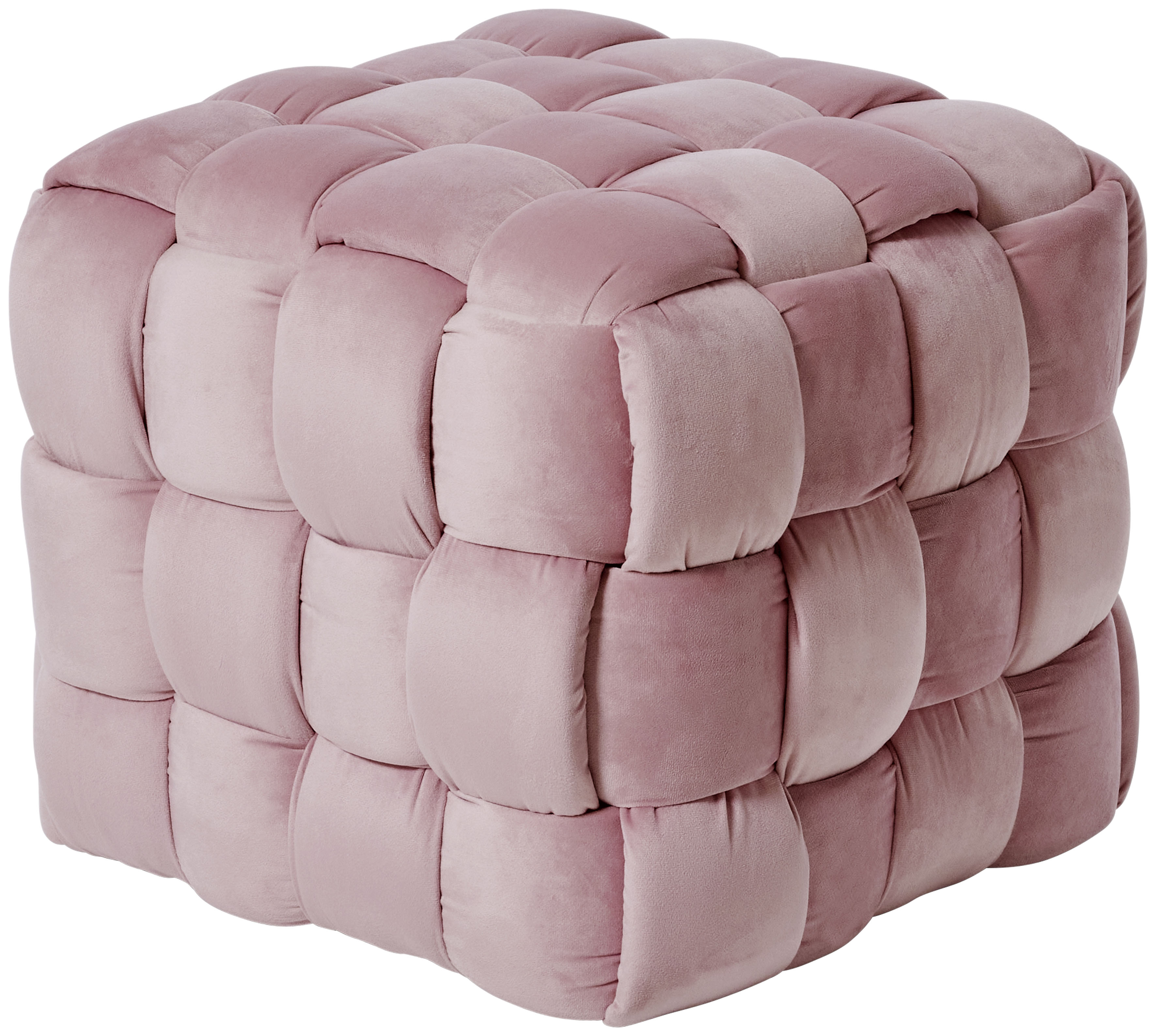 Hocker JAHNKE "WEB ART S", rosa (zartrosa), B:50 H:42,5 T:50, Hocker, Hocker, Couchtisch, Beistelltisch gepolstert in edler Flechtoptik Image