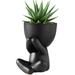 BUTORY Ceramic Human Shaped Flower Pot Small Cactus Pot Creative Ceramic Plants Pot Table Decoration Sitting Mini Flower Pot for Home Decor