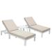 Maykoosh Beachy Beauty Modern Outdoor White Chaise Lounge Chair With Side Table & Cushions