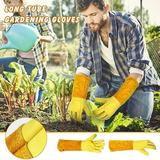 ruhuadgb 1 Pair Reusable Gardening Gloves Stab-resistant Faux Leather Proof Pruning Protection Long Glove for Planting