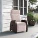 Grand Patio Indoor & Outdoor Moor Recliner PE Wicker with Flip Table Push Back Reclining Lounge Chair Flax