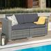 JOIVI 2 Piece Outdoor Patio Furniture Set All Weather Gray PE Rattan Wicker Corner Sofas Loveseat Dark Gray Cushions for Garden Yard or Porch