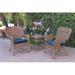 Jeco W00212-2-CES011 Windsor Honey Wicker Chair & End Table Set with Blue Cushion