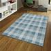 Mr. MJs Trading 6 ft. 7 in. x 9 ft. Oksana Silver & Blue Plaid Indoor & Outdoor Rectangle Area Rug - Silver & Blue - 6 7in. x 9