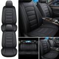 Aotiyer 5pcs Car Seat Covers Full Set Universal Faux Leather Automotive Vehicle Cushion Cover Waterproof Protectors Interior Accessories for Most Sedans SUV Pickup Truck Black