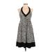 London Times Casual Dress - A-Line Halter Sleeveless: Black Color Block Dresses - Women's Size 12 Petite