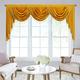 StangH Velvet Window Valance Curtains for Living Room, Thick Heavy Waterfall Swag Valance with Beads for Bedroom/Holiday Backdrop/Bathroom, Warm Gold, W79 inches, 1 Panel