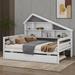 Red Barrel Studio® Full Size Platform Bed w/ Trundle & Shelves Wood in White | 62.9 H x 79.5 W x 97.4 D in | Wayfair