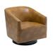 Barrel Chair - Latitude Run® 32.25" Wide Swivel Barrel Chair Faux Leather/Wood in Gray | 29.5 H x 32.25 W x 30 D in | Wayfair
