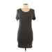 Brandy Melville Casual Dress - Bodycon Scoop Neck Short sleeves: Gray Print Dresses