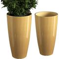 QCQHDU 21 inch Tall Planters for Outdoor Plants Set of 2 Outdoor Planters for Front Porch Large Pots for Plants Outdoor Indoor Golden Planters Flower Pots