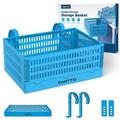 Poolside Storage Basket Foldable Above Ground Pool Storage Basket for Pool Toys Towels Beverages Poolside Organizer Pool Accessories for Above Ground Swimming Pool Blue