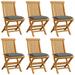 vidaXL Patio Chairs with Gray Cushions 6 pcs Solid Teak Wood