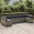 Gecheer 7 Piece Patio Set with Cushions Gray Poly Rattan