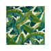Set of 2 - Indoor / Outdoor Square Decorative Throw / Toss Pillows - Green / Cancun Blue Bright Tropical Palm Leaf (17 )