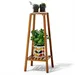 Bamboo 2 Tier Tall Plant Stand Pot Holder Small Space Table Garden Planter