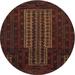 Ahgly Company Indoor Round Traditional Red Brown Southwestern Area Rugs 3 Round
