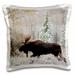 3dRose Shiras Bull Moose Autumn Snow - Pillow Case 16 by 16-inch