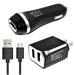 Charger Set Black For Samsung Galaxy J7 V 2nd Gen / J7 Star (2018) Cell Phones [2.1 Amp USB Car Charger and Dual USB Wall Adapter with 5 Feet Micro USB Cable] 3 in 1 Accessory Kit