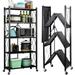 5 Tier Storage Shelves with Wheels 27.9 x 13.4 x 62.5 Collapsible Kitchen Rolling Cart Metal Garage Shelving Foldable Shelf with Wheels Storage Rack on Wheel Foldable Shelf Unit