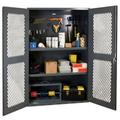 Durham 14 Gauge Heavy Duty Storage Cabinet with Steel Pegboard & 2 Adjustable Shelves - Gray - 72 x 48 x 24 in.