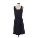 Ann Taylor LOFT Casual Dress Scoop Neck Sleeveless: Blue Color Block Dresses - Women's Size X-Small